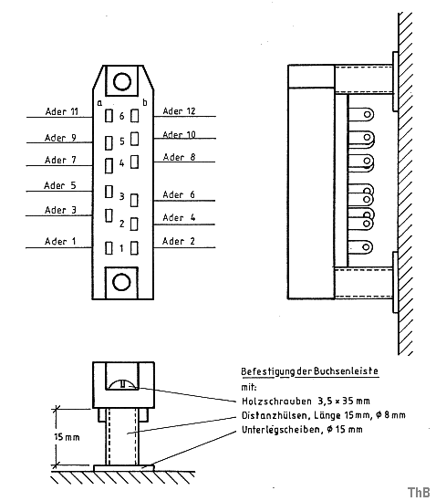Anschlußbelegung und Befestigung der Buchsenleisten